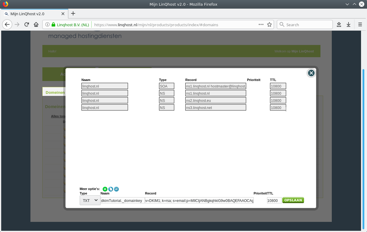 Overzicht DNS DKIM record