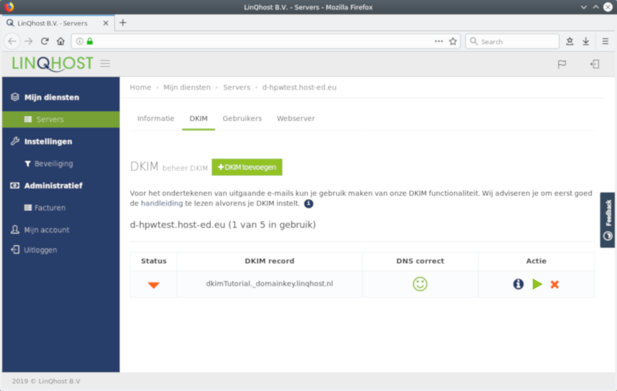 DKIM activeren