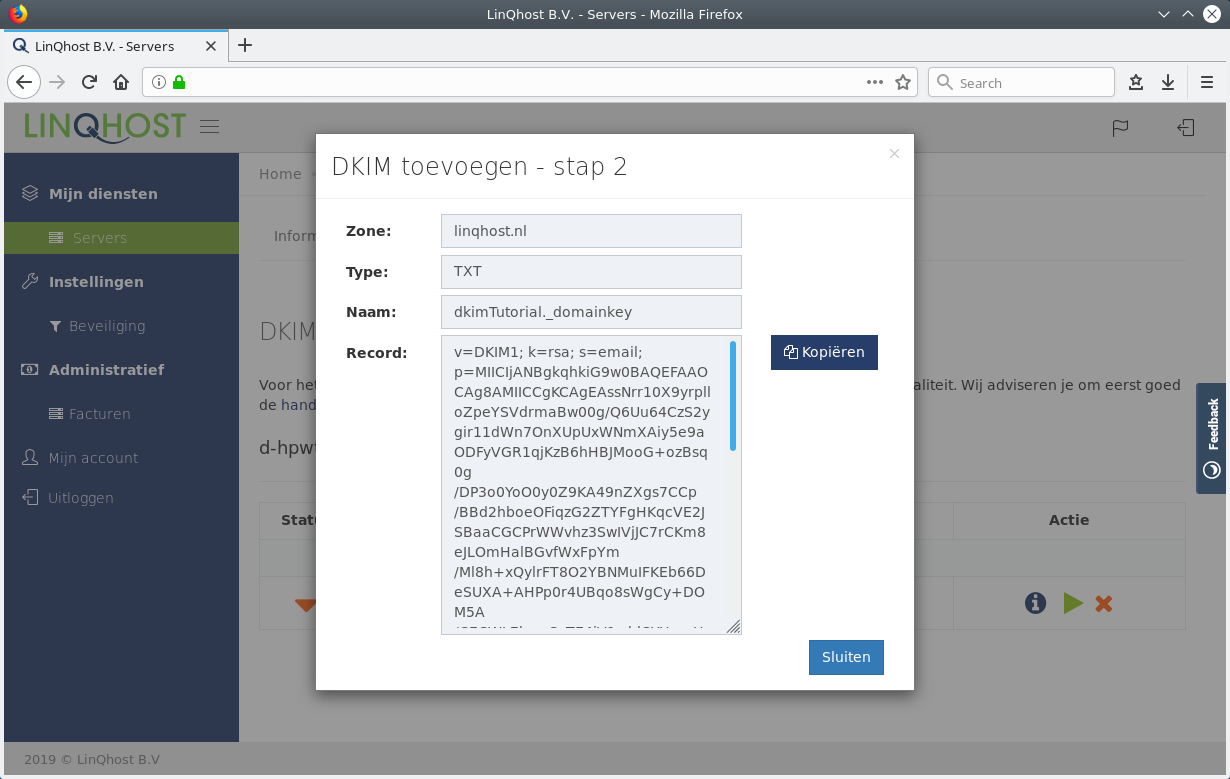DKIM stap 2